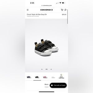 Toddler Kids Black Converse Low Top Shoes - Size 5